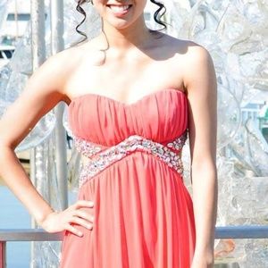 Backless sequined prom dress! In coral